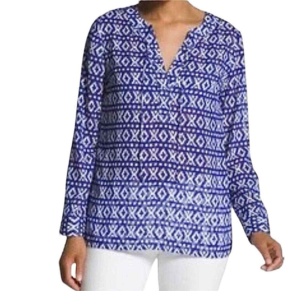 Chico’s Blue & White Sheer Top